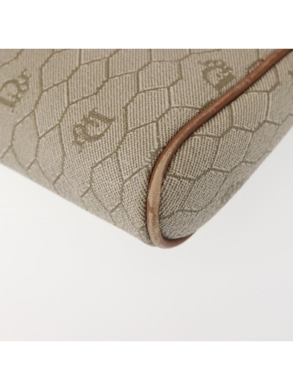 Authentic Christian Dior Honeycomb Canvas Shoulder Bag PVC Beige Gold - Picture 8 of 16